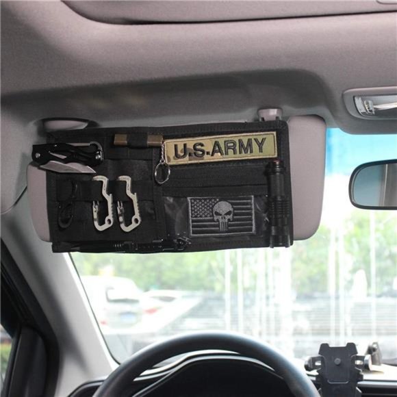 Molle Visor Panel Organizer, Tactical Car Sun Visor Cover, Storage Holder Pouch - Picture 4 of 5